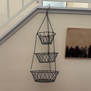 Hanging Black Wire Basket Trio